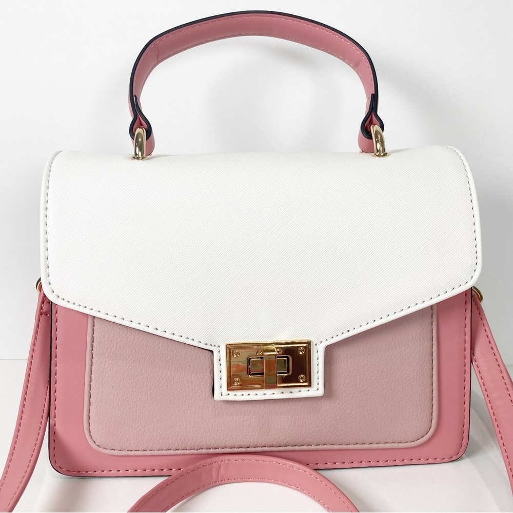 Aldo Pink White Top Handle Turn Lock Crossbody Bag NWOT - Picture 14 of 16